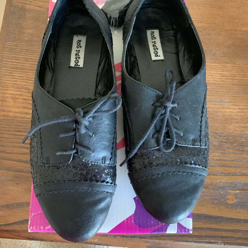 Black Glitter Oxford Flats - Picture 5 of 6